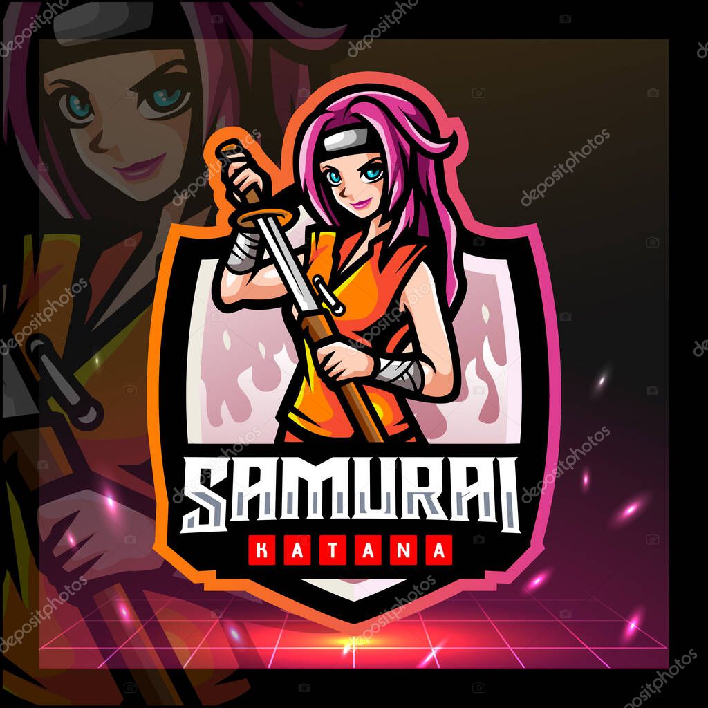Samurai girls mascot. esport logo design