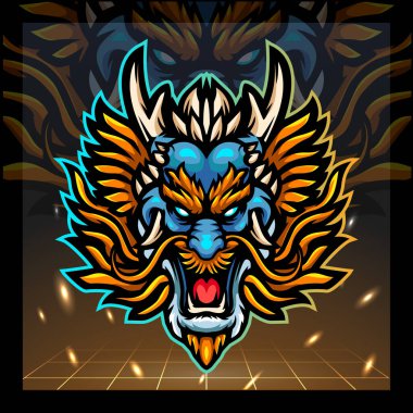Ejderha kafalı maskot. esport logo tasarımı