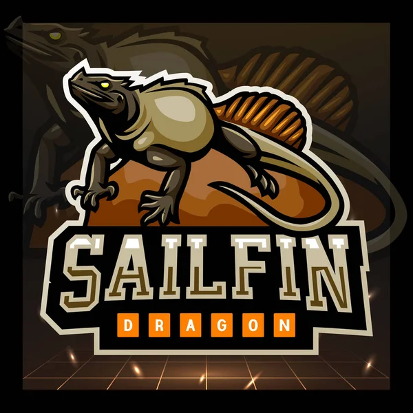 Sailfin Dragon Mascot Esport Logo Design — 스톡 벡터