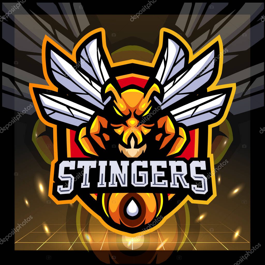 Stinger bee mascot. esport logo badge and template