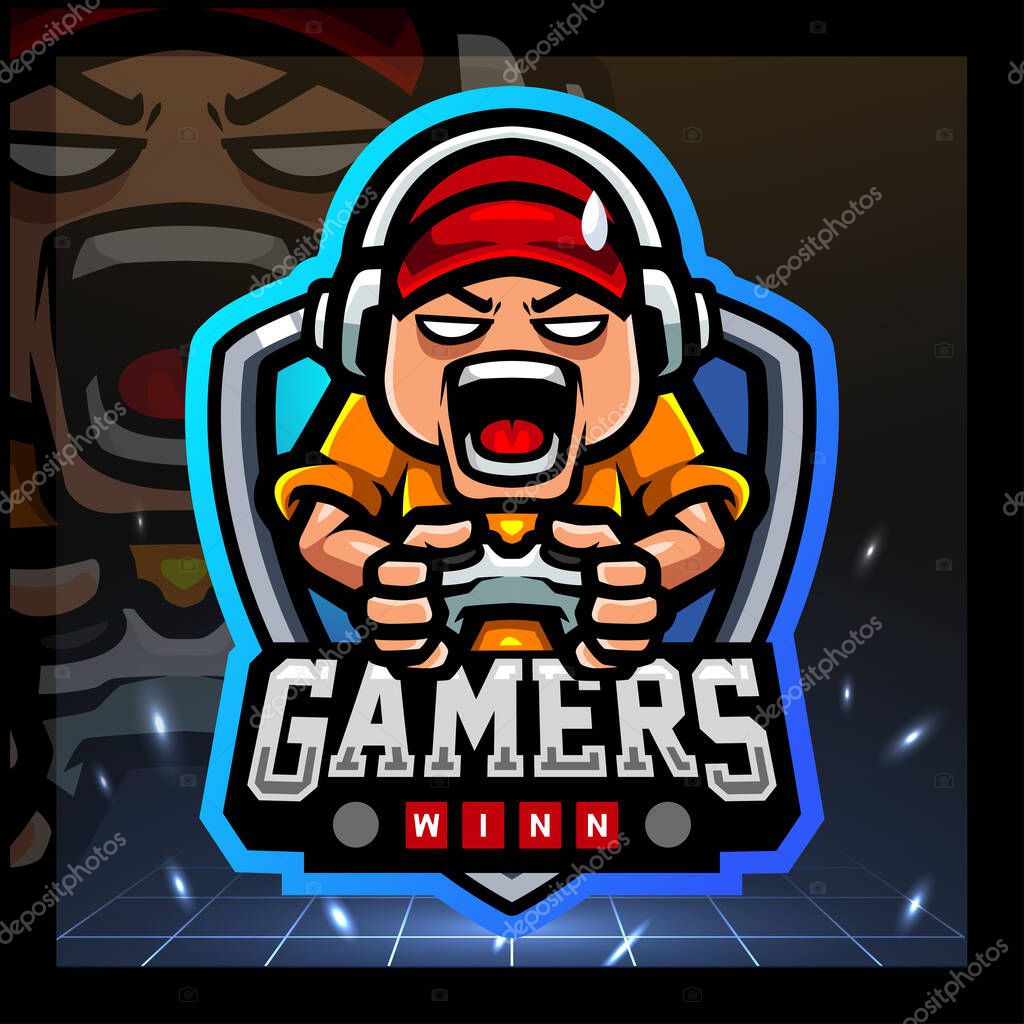 Gamer kids mascot. esport logo design