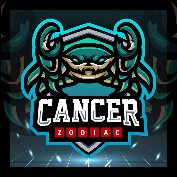 Cancerzodiakmaskot Design Logotypen För Sport — Stock vektor