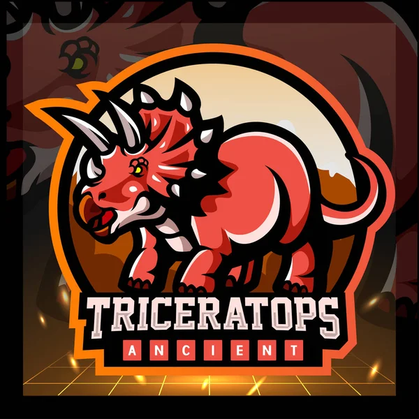Maskot Triceratops Návrh Loga Esportu — Stockový vektor