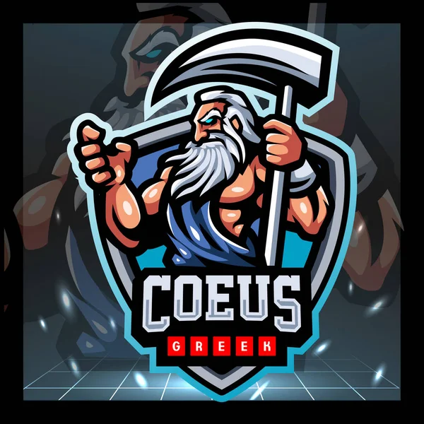 Coeus Greek Mascot Esport Logo Design — стоковый вектор