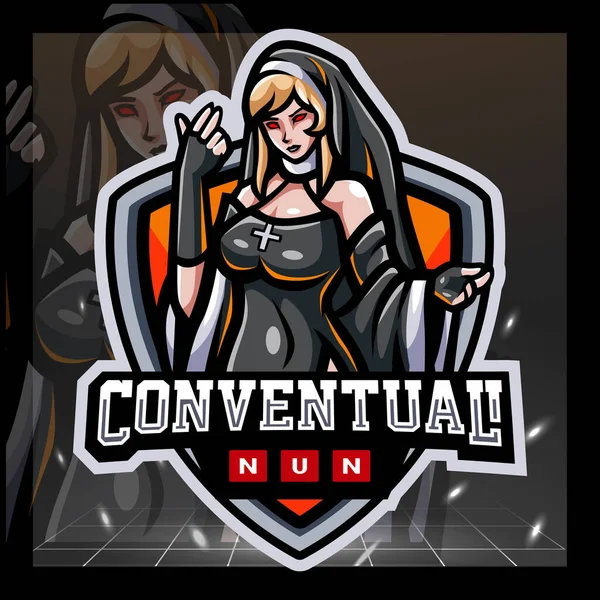 Nun Mascot Esport Logo Design — Vettoriale Stock