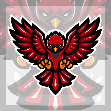 Kardinal kuş maskotu. esport logo tasarımı