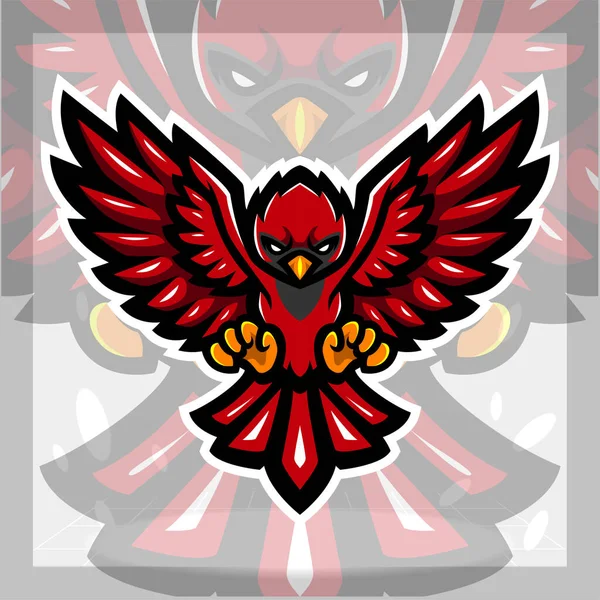 Cardenal Mascota Pájaro Diseño Del Logo Esport — Vector de stock