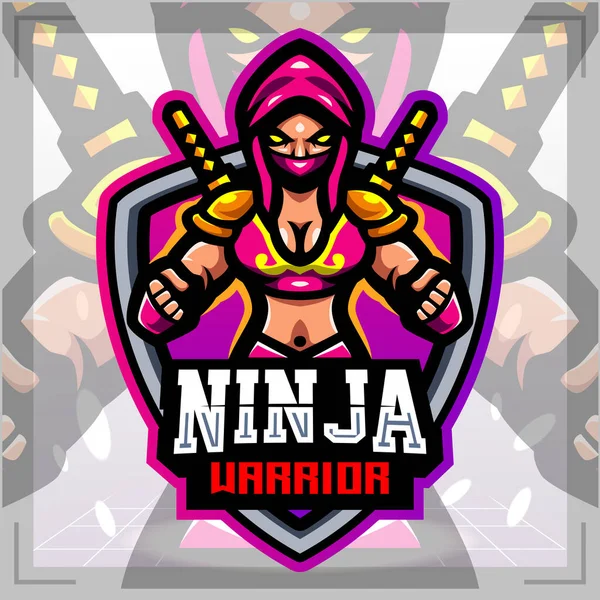 Mascotte Ninja Girls Design Logo Esport — Image vectorielle