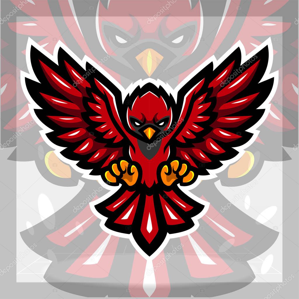 Cardinal bird mascot. esport logo design