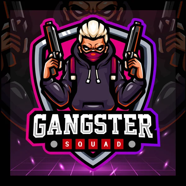 Mascotte Del Gangster Design Del Logo Esport — Vettoriale Stock