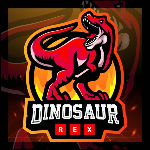 恐龙Rex吉祥物 Esport Logo Badge — 图库矢量图片