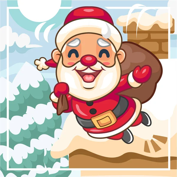 Dibujos Animados Lindo Pequeño Santa Claus Agitando Mano Aislado Fondo — Vector de stock