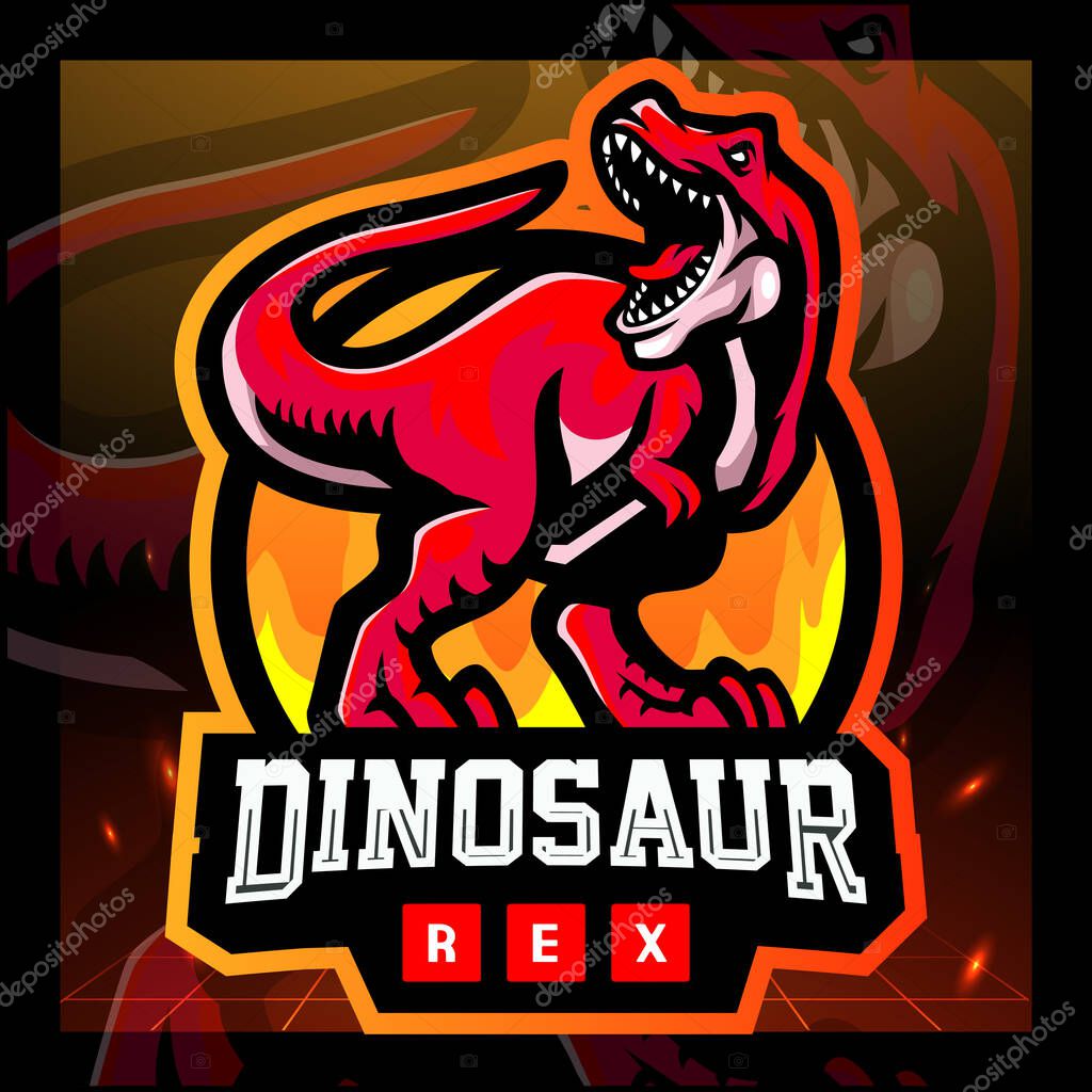 Dinosaurus rex mascot. esport logo badge