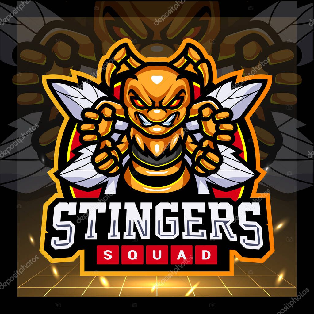 Stinger bee mascot. esport logo badge and template