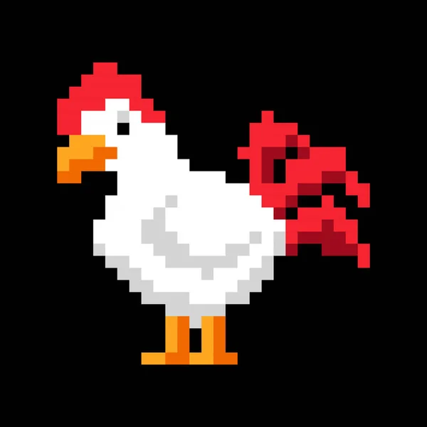 Rooster Pixel Illustration Rooster Pixel Art — Stockvector