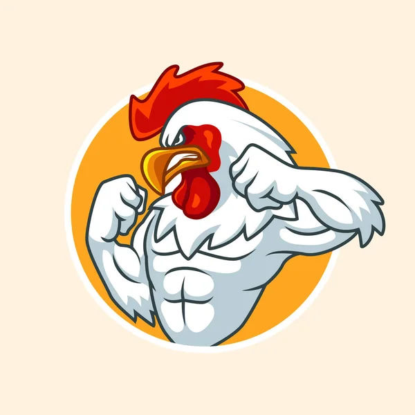 Cartoon Angry Rooster Mascot Isolated White Background — Stockvektor