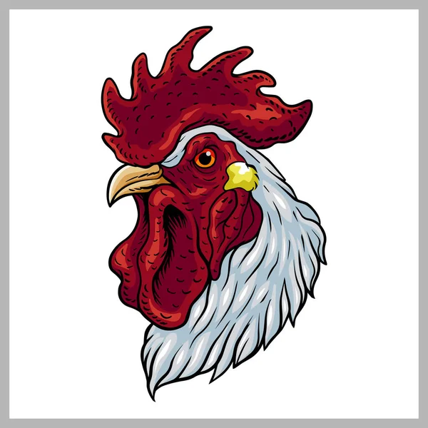 Realistic Mascot Drawing Rooster Full Detail — Vetor de Stock