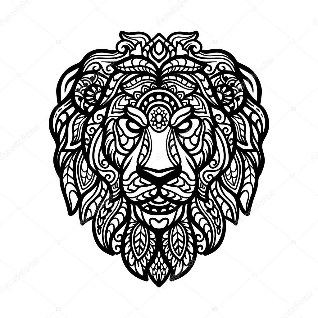 Lion head mandala arts isolated on white background