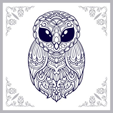 Baykuş mandala sanatı beyaz arka planda izole