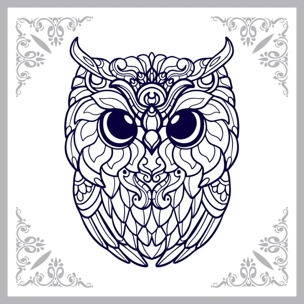 Búho Aves Mandala Artes Aisladas Sobre Fondo Blanco — Vector de stock