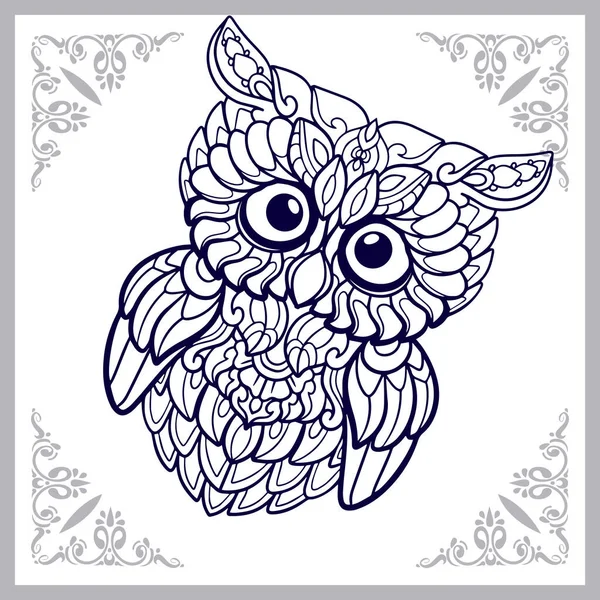 Hibou Oiseau Mandala Arts Isolé Sur Fond Blanc — Image vectorielle