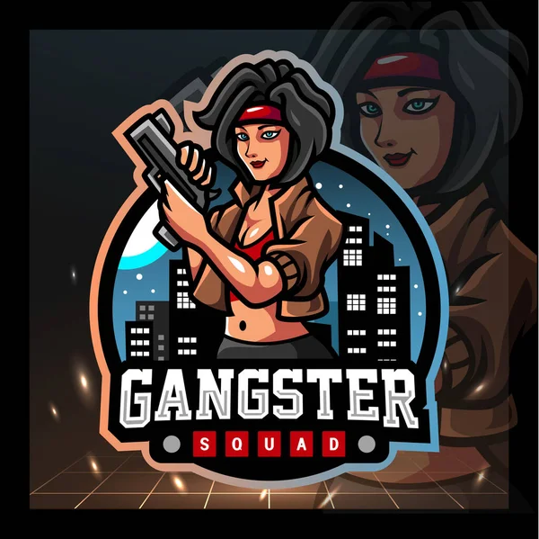 Gangster Maskotu Esport Logo Tasarımı — Stok Vektör