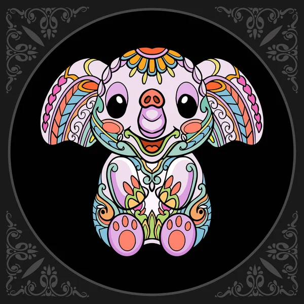Colorido Lindo Elefante Dibujos Animados Mandala Artes Aisladas Sobre Fondo — Archivo Imágenes Vectoriales