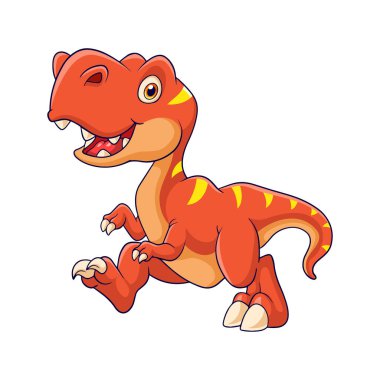 Beyaz arkaplanda kırmızı dinozor çizgi filmi