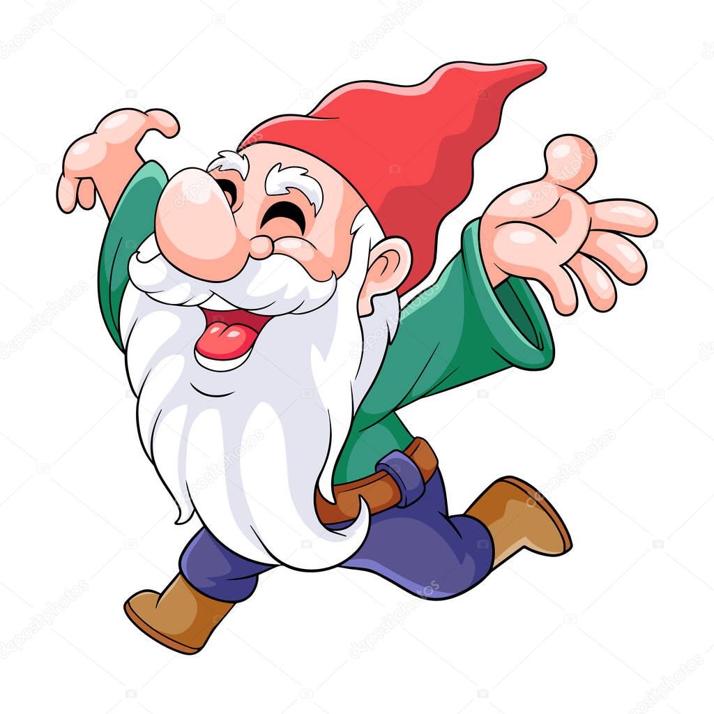 Cartoon happy gnomes on white background