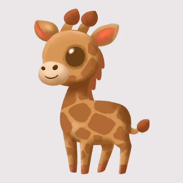 Мультфильм Симпатичный Giraffe Акварельный Стиль Изолирован Белом Фоне — стоковый вектор