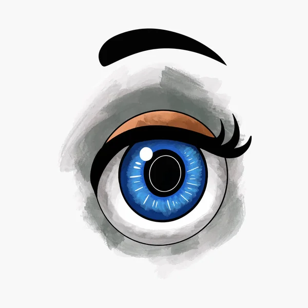 Watercolor Cartoon Eye Isolated White Background — Stock Vector