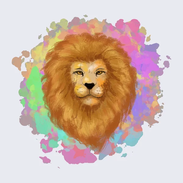 Aquarelle Tête Lion Isolée Sur Fond Blanc — Image vectorielle