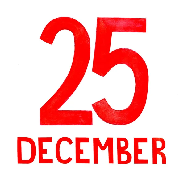 Datum December Geschreven Het Rood Religieuze Feestdag Katholieke Kerst Heilige — Stockfoto