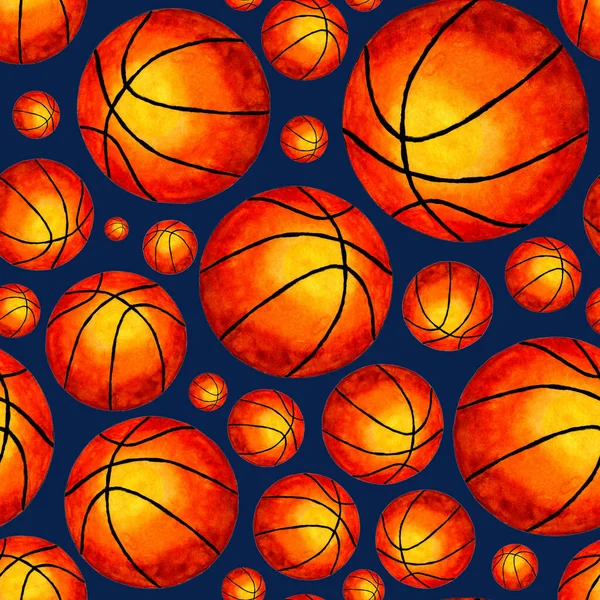 Watercolor Illustration Basketball Ball Seamless Background Ideal Wallpapers Covers Packaging — Stock Vector