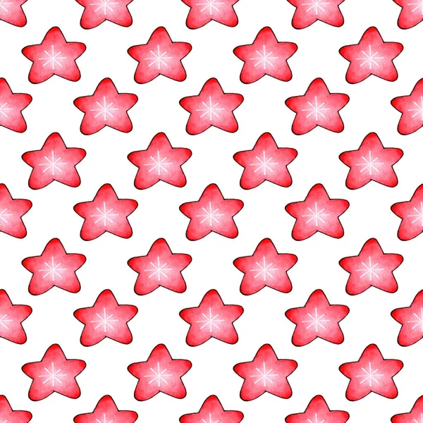 Watercolor Illustration Pattern Red Celestial Bodies Seamless Repeating Background Hand — стоковый вектор