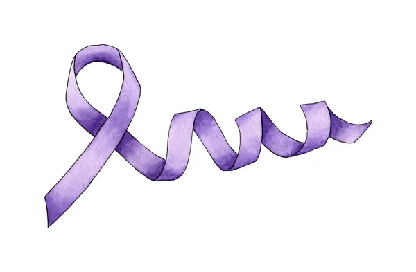 Watercolor Illustration Purple Ribbon Symbol Domestic Violence Awareness Month October — Stock Photo, Image