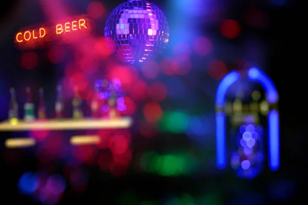 Jukebox Bar Disco Ball Bokeh Composite Image — стокове фото