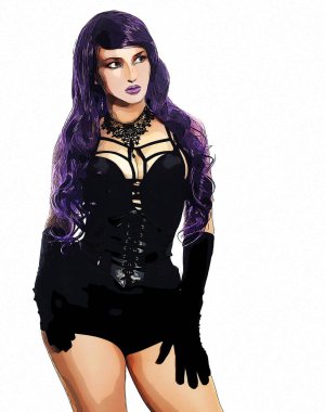 Beyaz Arkaplanda Siyah Korseli Kadın