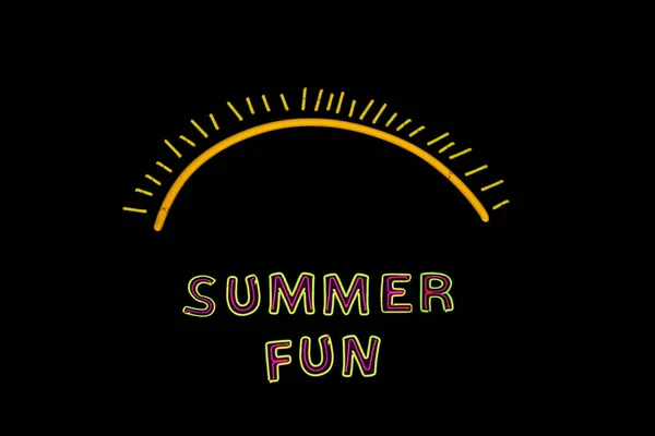 Neon Summer Fun Signs Sun Photo Composite — Stock Photo, Image