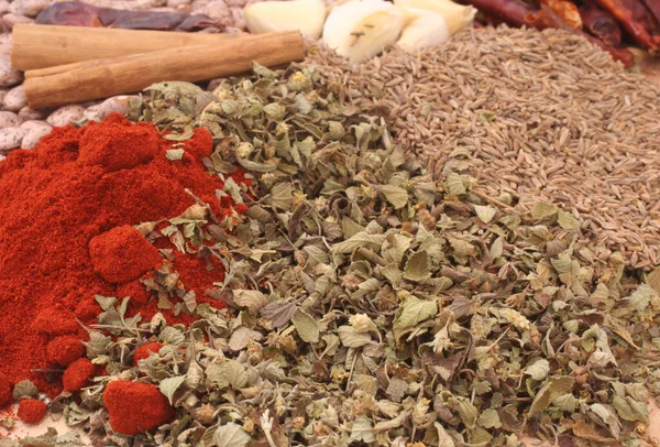 Bohnen Mit Knoblauch Paprika Und Mexikanischem Oregano Flach Dof — Stockfoto