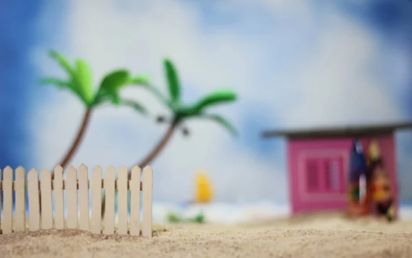 Surf Shack Tropical Beach Wooden Fence Shallow Dof — Stock Photo, Image
