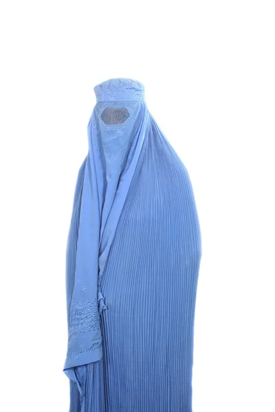 Женщина Синей Парандже Афганистана Изолирована Белом Фоне — стоковое фото