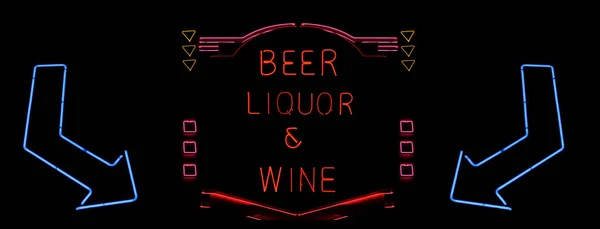 Foto Composite Neon Beer, Licor e Vinho Sinal de néon — Fotografia de Stock