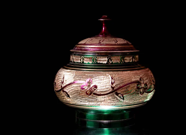 Metal Bowl Middle East Isolated Black — 图库照片