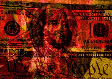 Dolar Bill ve Bayrağı ile Grunge Biçimli Arkaplan