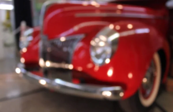 Zamazany Zabytkowy Samochód Red Hot Rod Bokeh — Zdjęcie stockowe