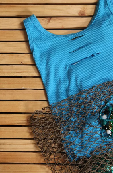 Sjöjungfru Mode Med Smycken Och Fiskenät — Stockfoto