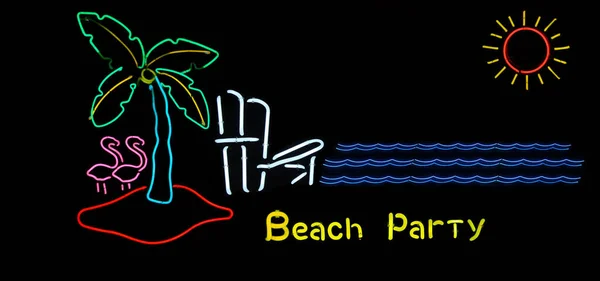 Φωτογραφία Composite Vintage Neon Πινακίδες Beach Party — Φωτογραφία Αρχείου