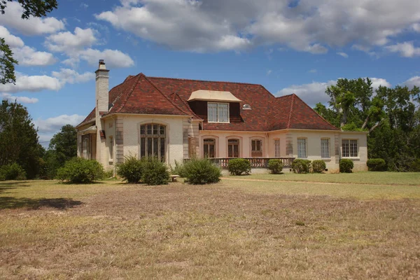 Abandoned Historic Brick House Blue Sky Clouds Stock Image