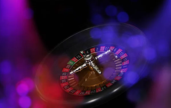 Juegos Casino Con Colorido Bokeh Party Luces Ruleta — Foto de Stock